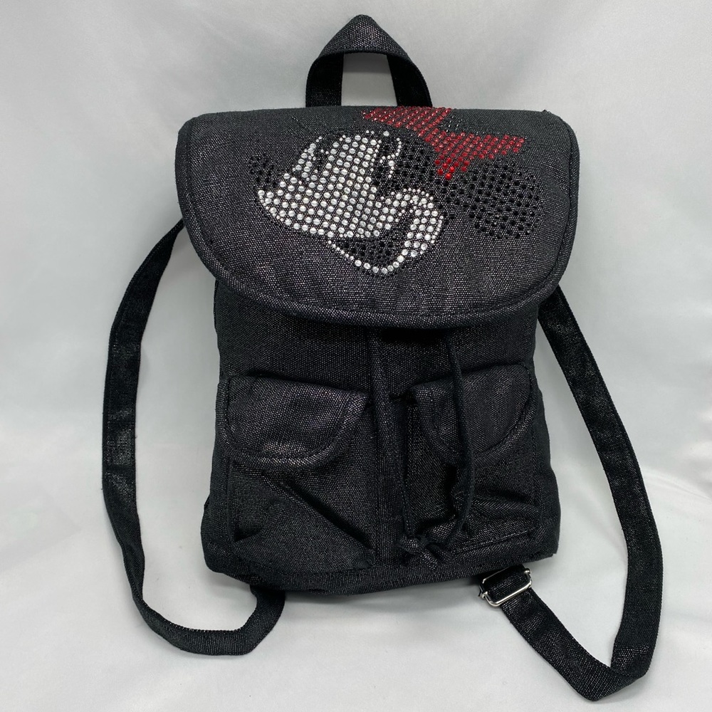 Disney Jeweled Minnie Mouse Black Drawstring Small Backpack